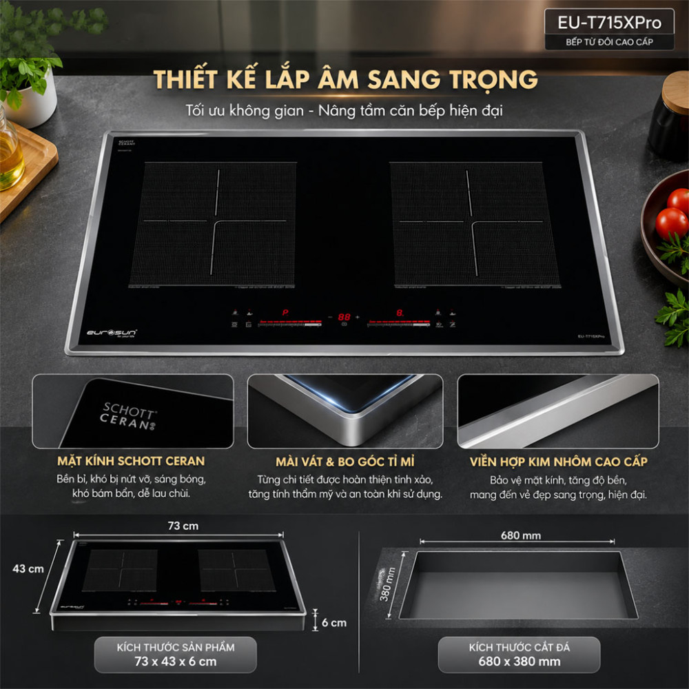 Bếp từ đôi Eurosun EU-T715XPro - Hàng chính hãng