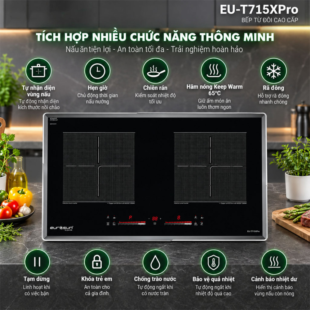 Bếp từ đôi Eurosun EU-T715XPro - Hàng chính hãng