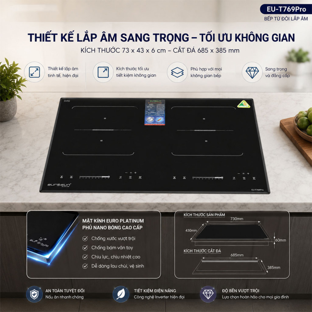Bếp từ đôi Eurosun EU-T769Pro - Hàng chính hãng