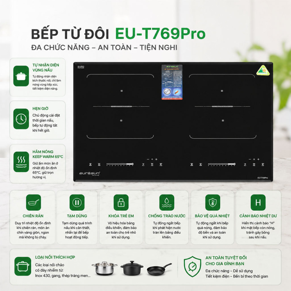 Bếp từ đôi Eurosun EU-T769Pro - Hàng chính hãng