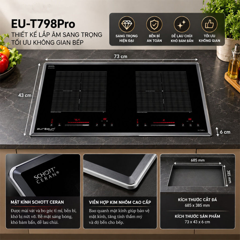 Bếp từ đôi Eurosun EU-T798Pro - Hàng chính hãng