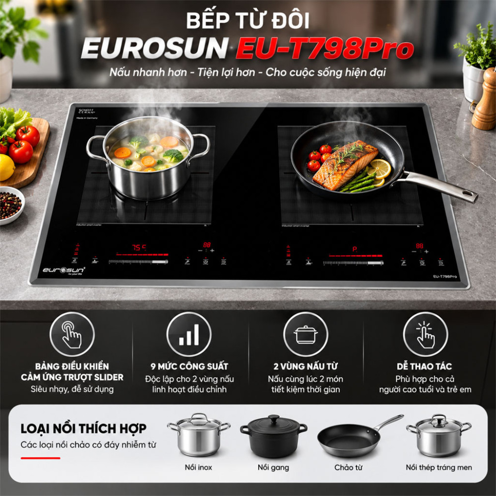 Bếp từ đôi Eurosun EU-T798Pro - Hàng chính hãng