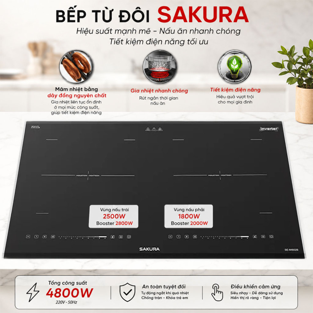 Bếp từ đôi Sakura SE-MI602B - Hàng chính hãng