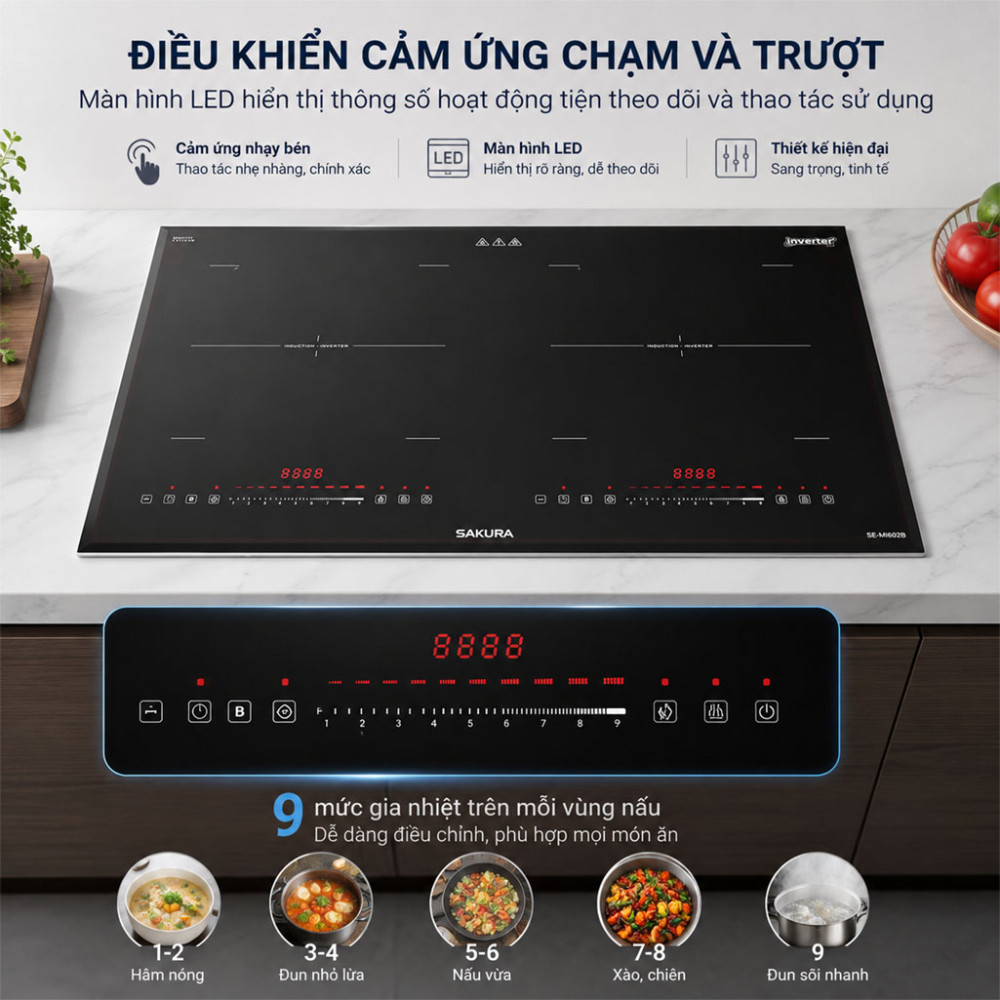 Bếp từ đôi Sakura SE-MI602B - Hàng chính hãng
