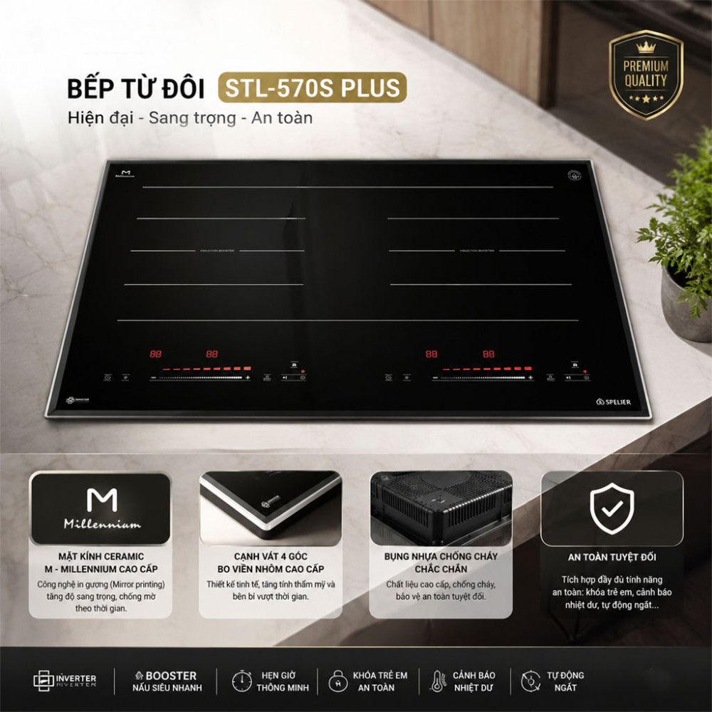 Bếp từ đôi Spelier STL-570S PLUS - Hàng chính hãng