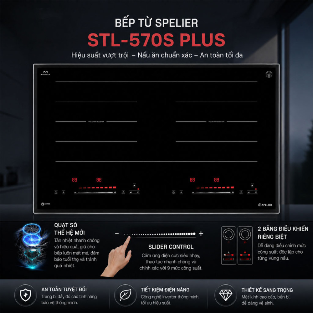 Bếp từ đôi Spelier STL-570S PLUS - Hàng chính hãng