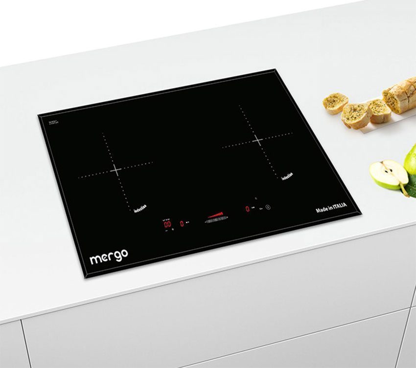 Thiết kế lắp âm hiện đại của bếp từ đôi âm kính Mergo M-8028I