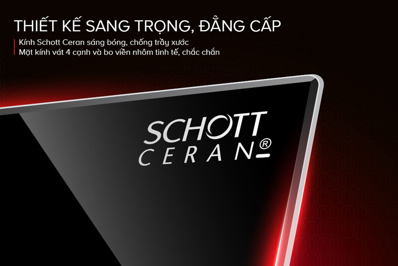 Mặt kính Schott Ceran chịu lực cao, hạn chế trầy xước
