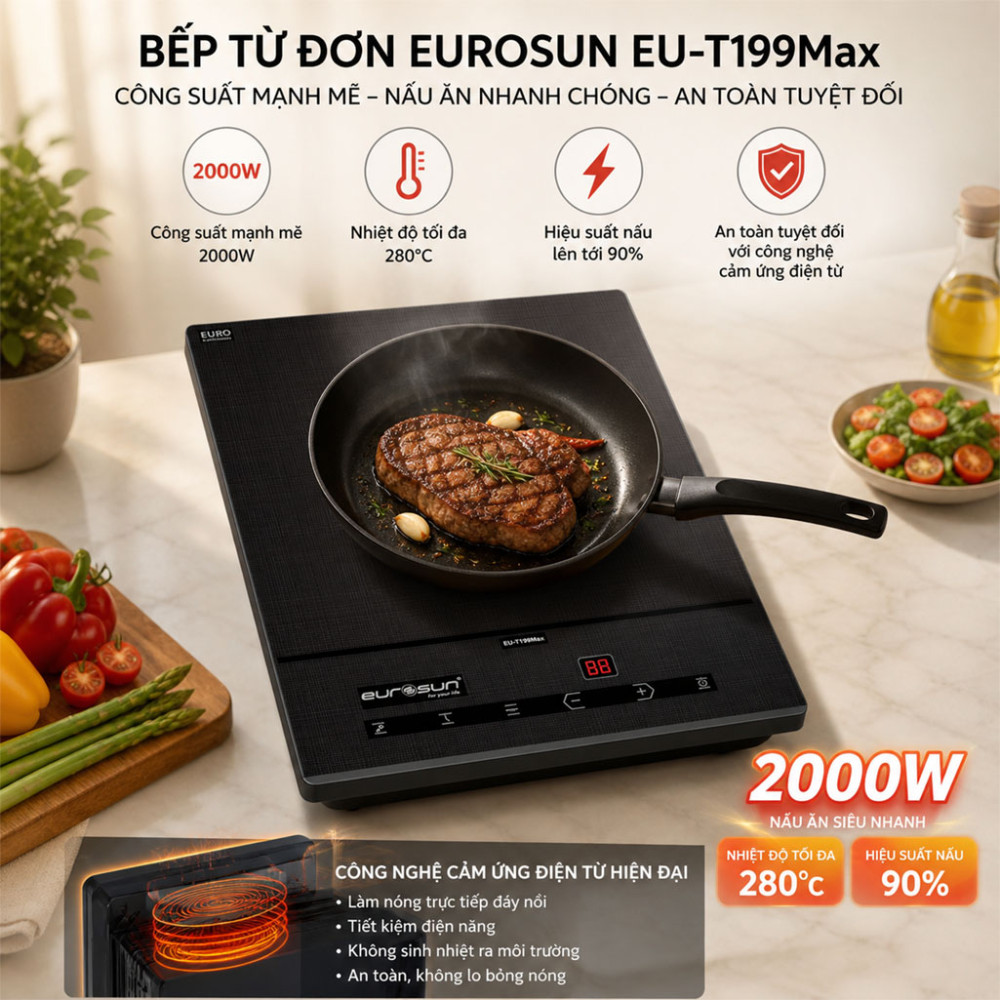 Bếp từ đơn Eurosun EU-T199Max - Hàng chính hãng