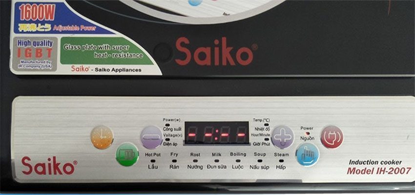 Bảng điều khiển của Bếp từ đơn Saiko IH-2007