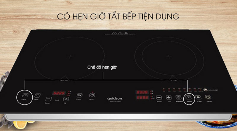 Bếp từ kết hợp hồng ngoại Goldsun BC1102MT có hẹn giờ tắt bếp tiên dụng