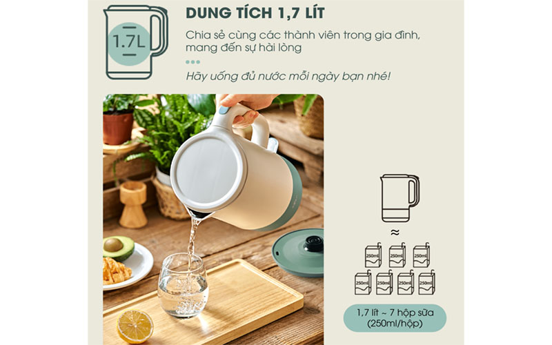 Dung tích của Bình đun nước siêu tốc Bear ZDH-Q17B1