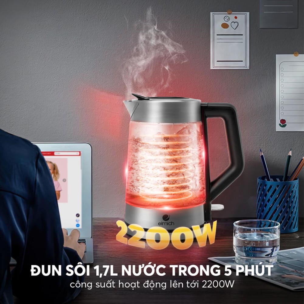 Bình đun siêu tốc Elmich 1.7 lít KEE-8458 - Hàng chính hãng