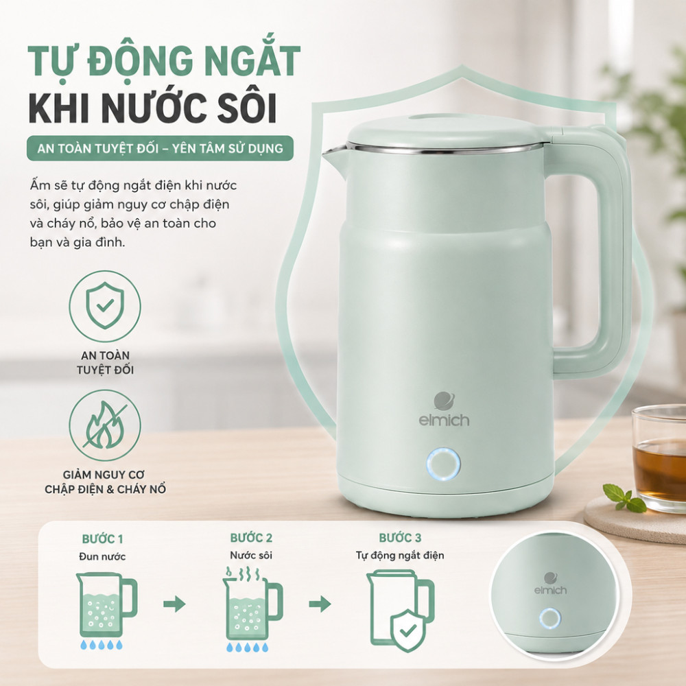 Ấm đun siêu tốc 1.7L Elmich KEE9149 - Hàng chính hãng