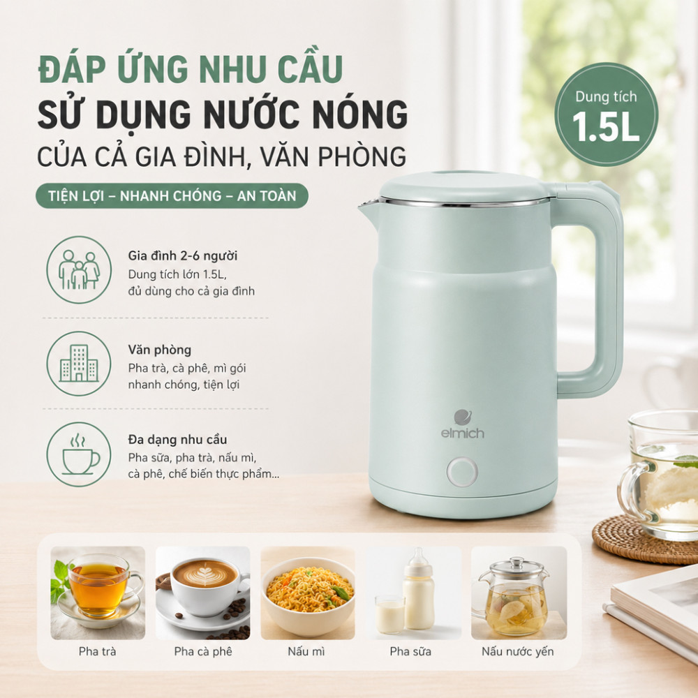 Ấm đun siêu tốc 1.7L Elmich KEE9149 - Hàng chính hãng