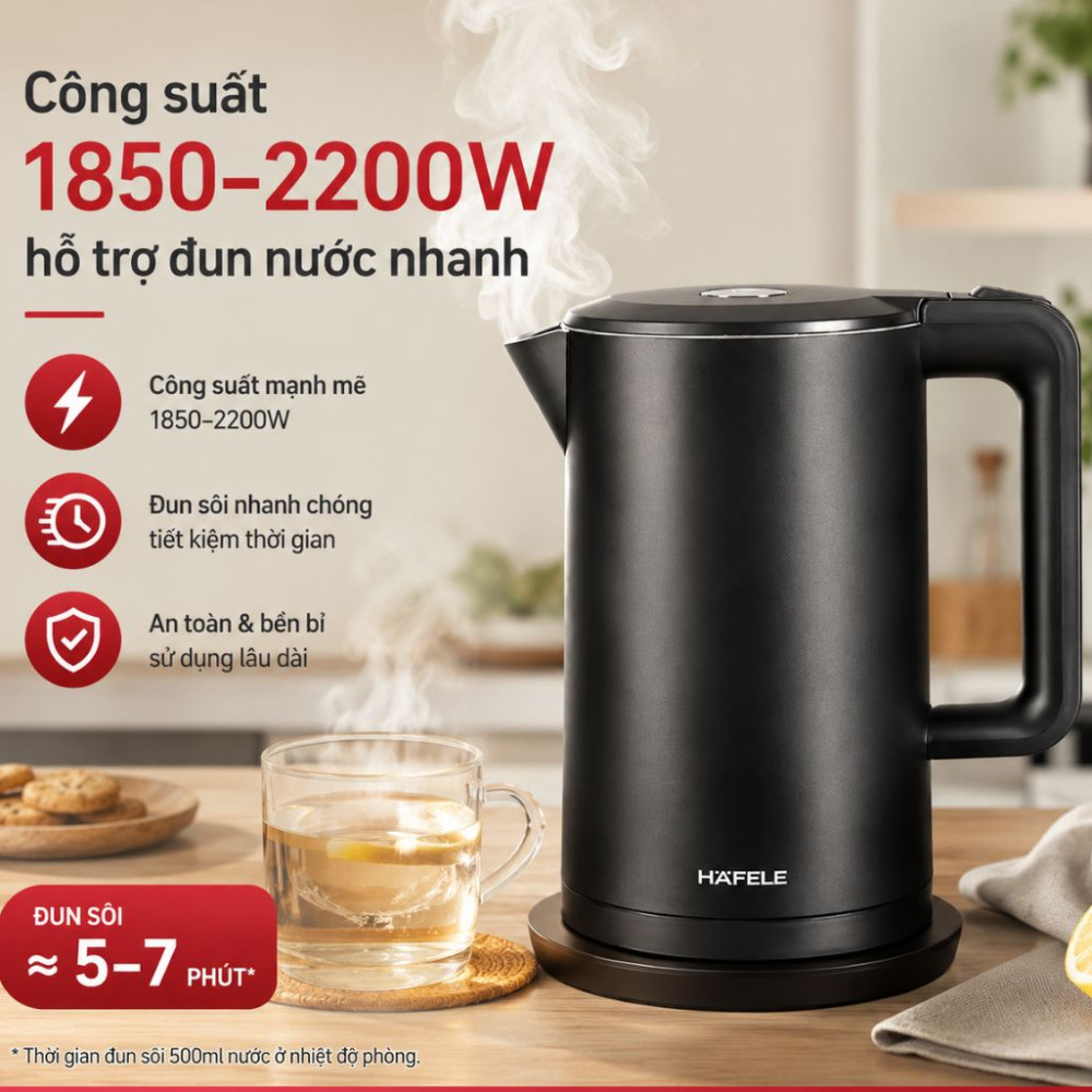 Bình đun siêu tốc Hafele 1.7 lít HS-K1705DB (535.43.548) - Hàng chính hãng