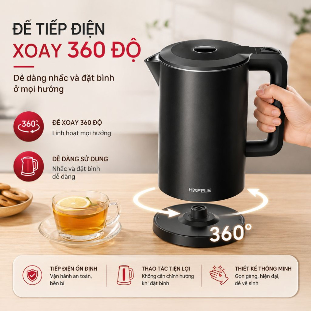 Bình đun siêu tốc Hafele 1.7 lít HS-K1705DB (535.43.548) - Hàng chính hãng