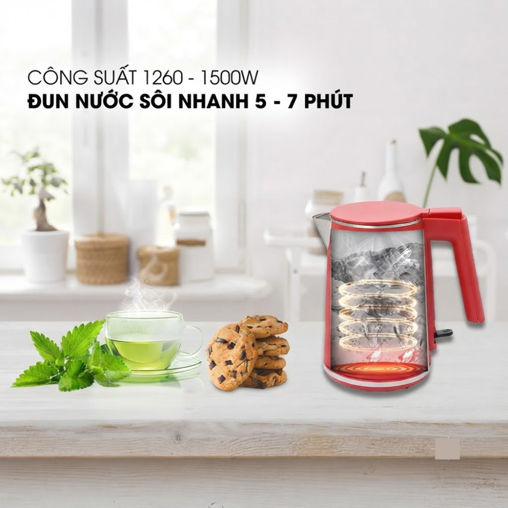 Bình đun siêu tốc Sharp 1 lít EKJ-10DVPS-BK/RD - Hàng chính hãng