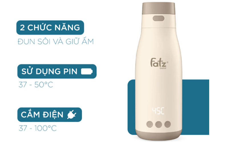 Bình đun và hâm nước pha sữa cầm tay Smart 3 Fatzbaby FB3621FD