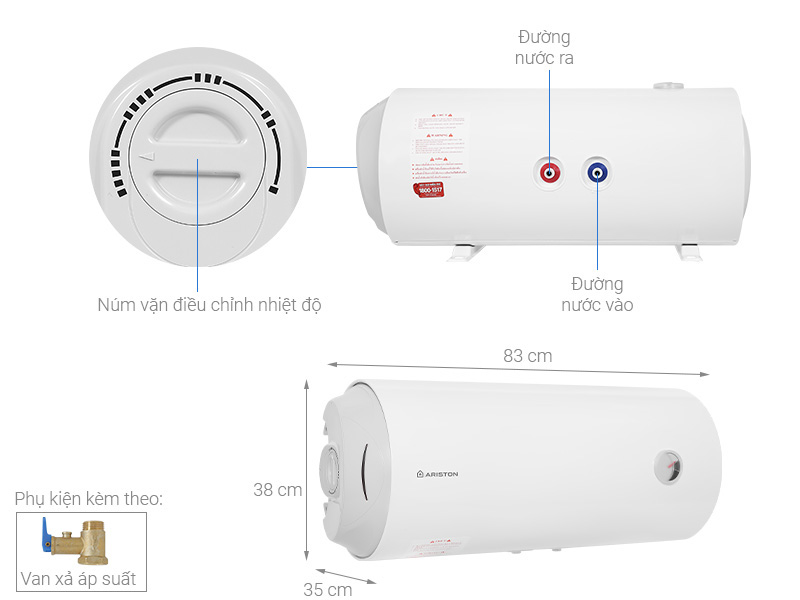 Kích thước của máy nước nóng gián tiếp Ariston PRO 50 V-SH