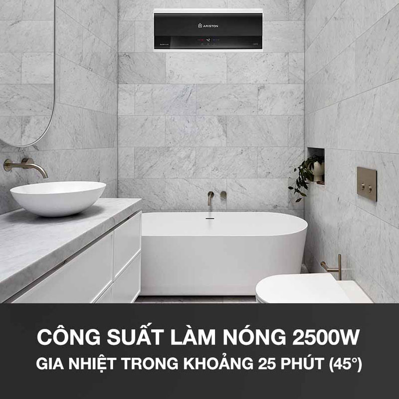 Công suất 2500W làm nóng nhanh chóng giúp tiết kiệm thời gian và điện năng