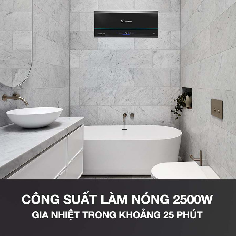 Công suất 2500W, làm nóng nhanh chóng, tiết kiệm điện năng và thời gian