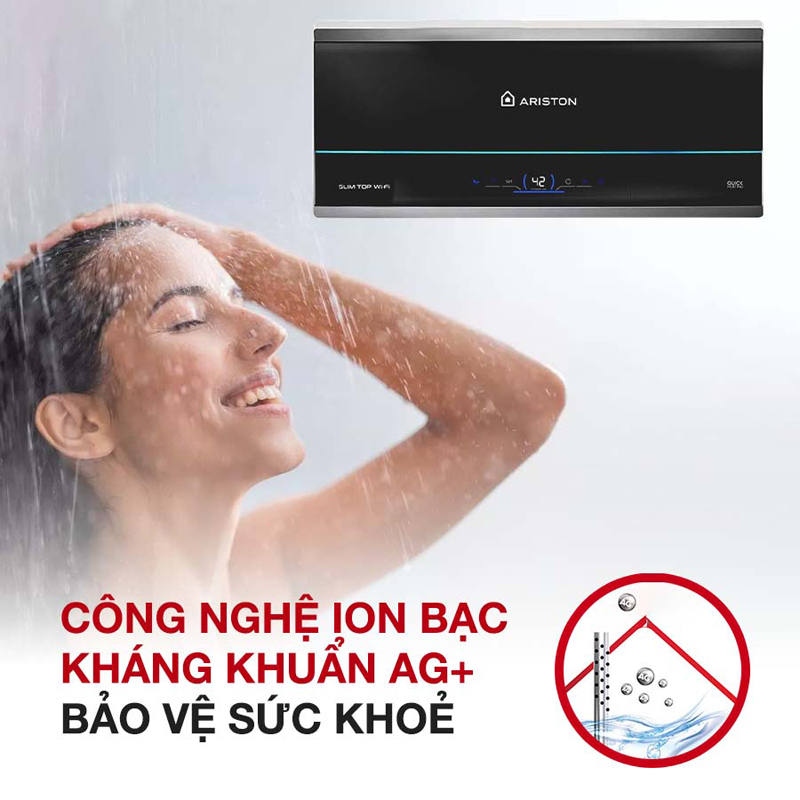 Máy còn được trang bị công nghệ ion bạc  ion bạc giúp ngăn chặn và tiêu diệt tới 80% lượng vi khuẩn trong nước.