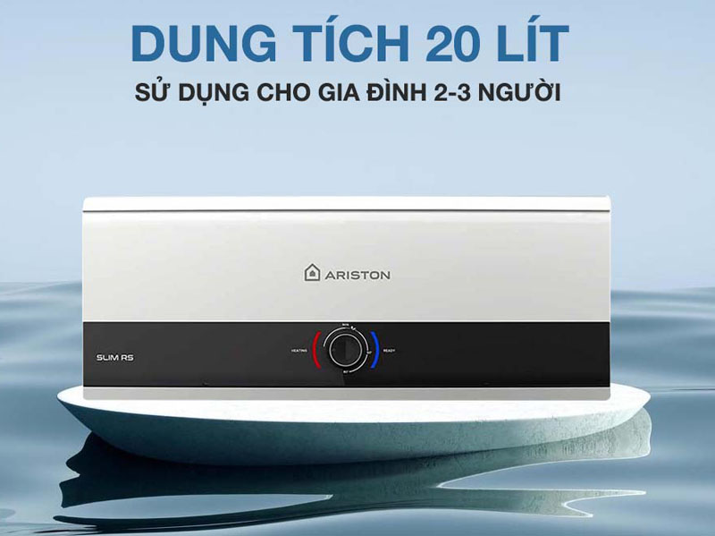 Dung tích bình chứa 20 lít phù hợp cho gia đình 2-3 thành viên