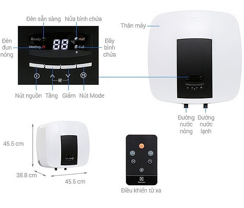 Chi tiết của bình nước nóng Electrolux EWS302DX-DWM
