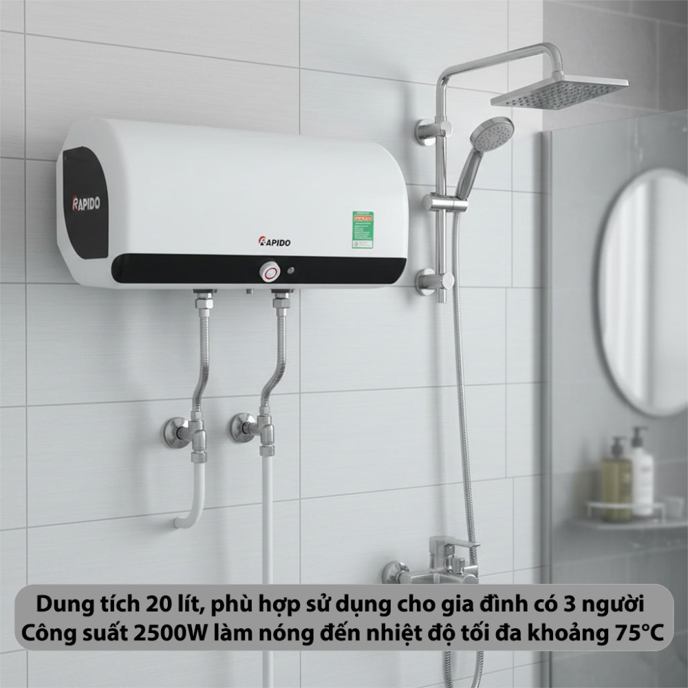 Máy nước nóng gián tiếp Rapido HE20L - Hàng chính hãng