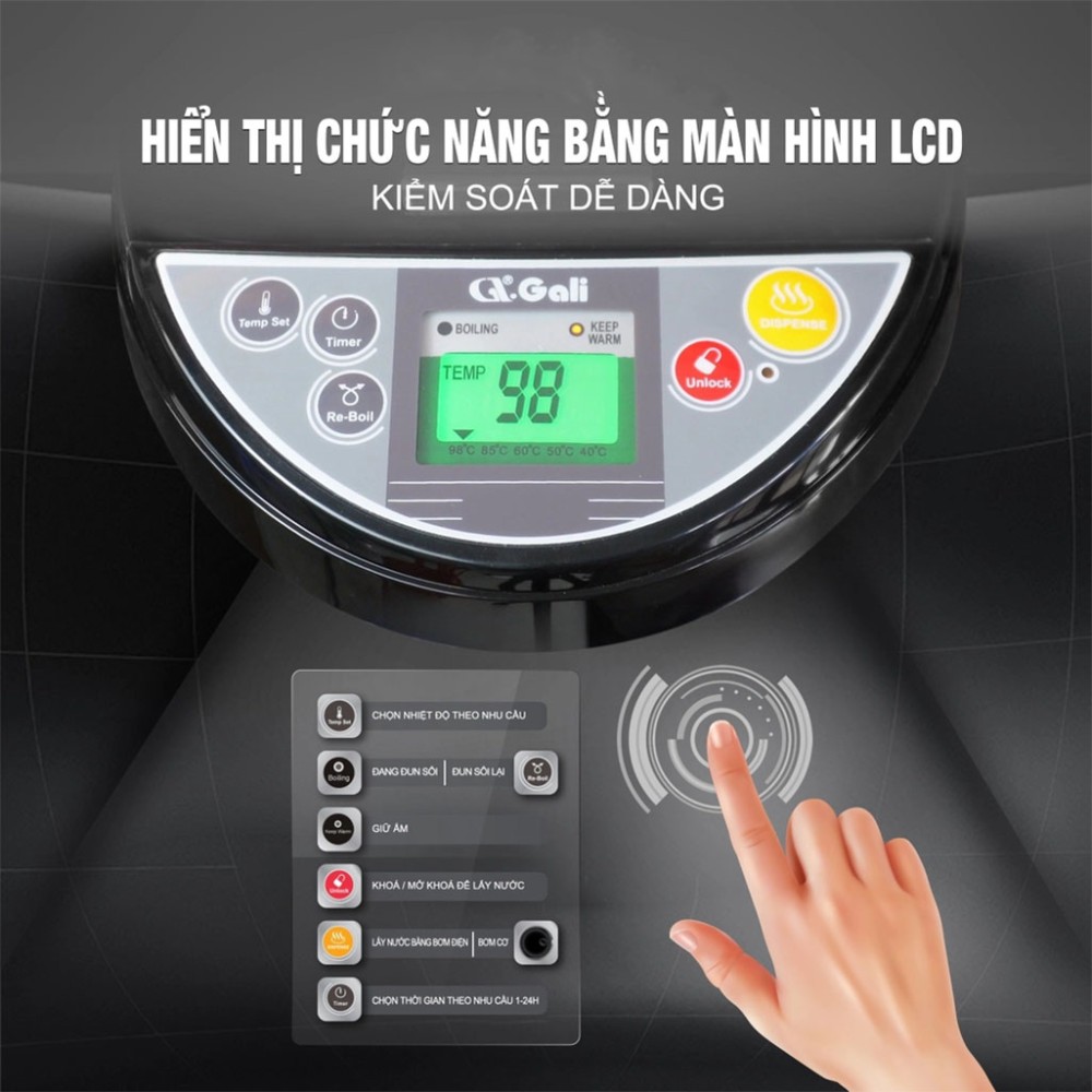 Bình thủy điện Gali GL-5050B - Hàng chính hãng