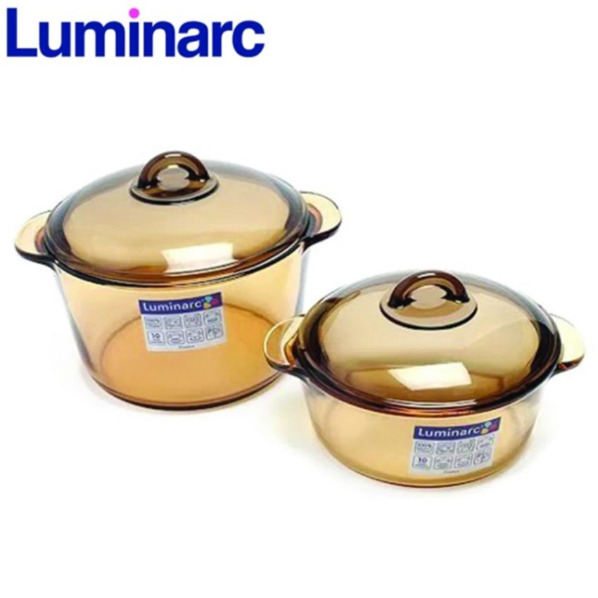 Bộ nồi thủy tinh Luminarc Blooming Amberline 1L- 2L- 3L-5L và đây là nồi 2 lít và 3 lí