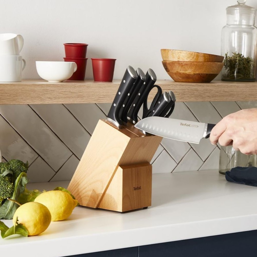 Bộ dao thép Đức 7 món kèm kệ để dao Tefal Ice Force K232S714 - Hàng chính hãng