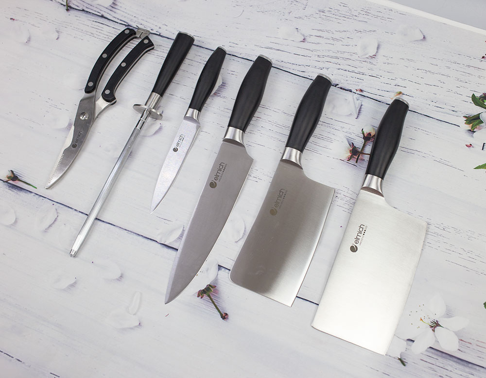 thanh mài dao và kéo cắt của bộ dao inox Elmich 7 món EL3800