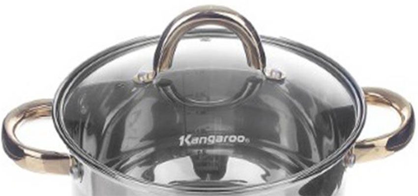 Thiết kế nắp kính trong suốt của bộ nồi chảo quánh ấm Kangaroo KG998M