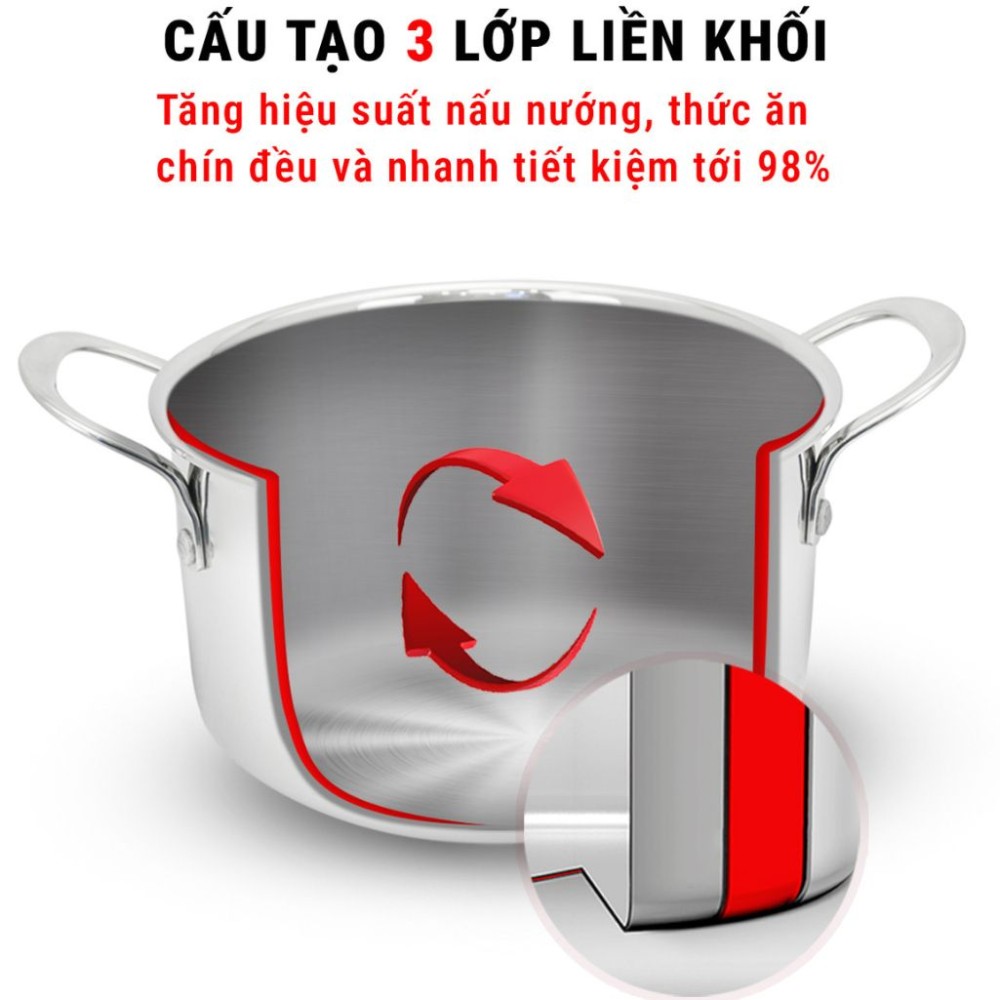 Bộ nồi Inox 3 lớp đúc liền khối Kalpen Kampfer KF3 - Hàng chính hãng