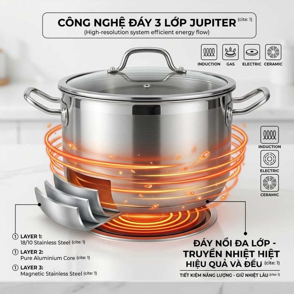 Bộ nồi inox 304 Spelier Venus - Hàng chính hãng