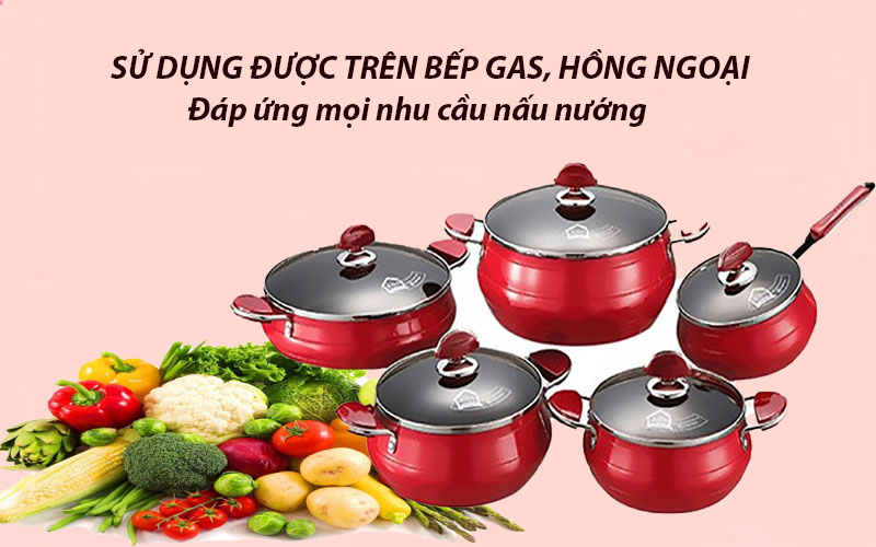 Tính năng không kén bếp của Bộ nồi nhôm 5 chiếc PoongNyun FAP(R)