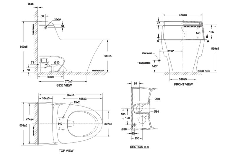 Thiết kế của bàn cầu một khối American Standard 2040-WT