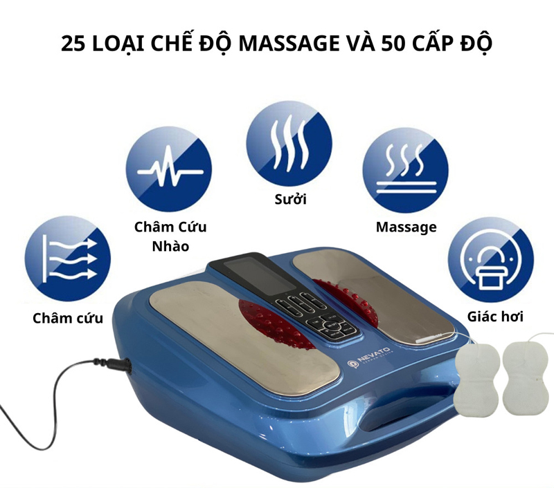 Máy có 25 loại chế độ massage sẽ cải thiện tình trạng đau nhức chân