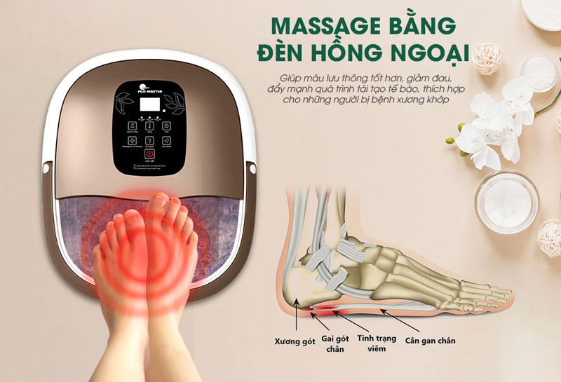 Massage bằng đèn hồng ngoại giúp tái tạo tế bào, giảm tình trạng nhức mỏi chân, tê chân.