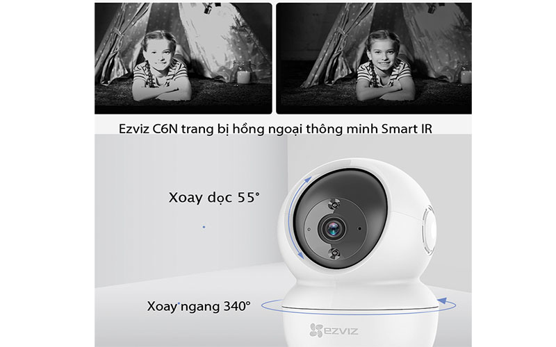 Góc xoay của Camera Wifi thông minh Ezviz C6N