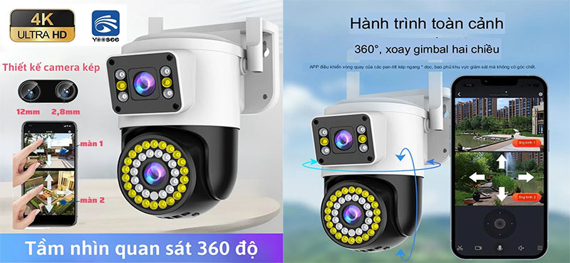 Camera IP wifi 2 mắt Yoosee Q42D-5M