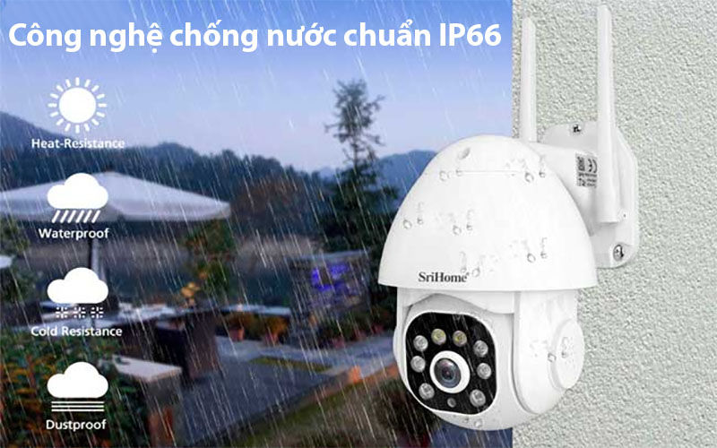 Công nghệ chống nước IP66 của Camera wifi ngoài trời Srihome SH039B