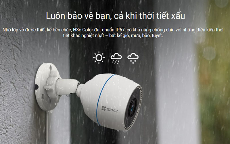 Khả năng chống nước của Camera wifi ngoài trời EZVIZ H3C