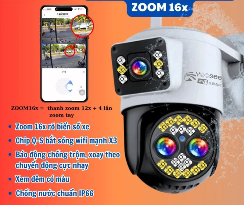 Camera 2 mắt YooSee QPT28 Pro 6MP 