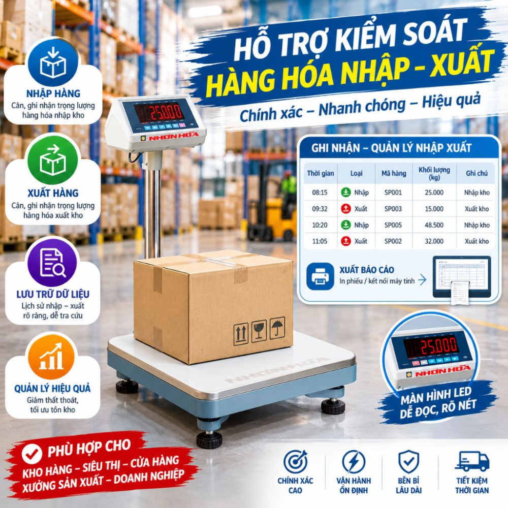 Cân bàn điện tử Nhơn Hòa 3000kg CBĐT-3000 - Hàng chính hãng