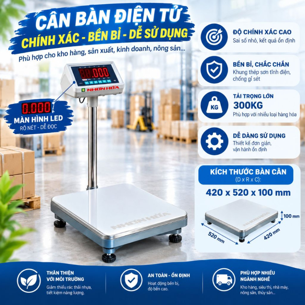 Cân bàn điện tử Nhơn Hòa 3000kg CBĐT-3000 - Hàng chính hãng