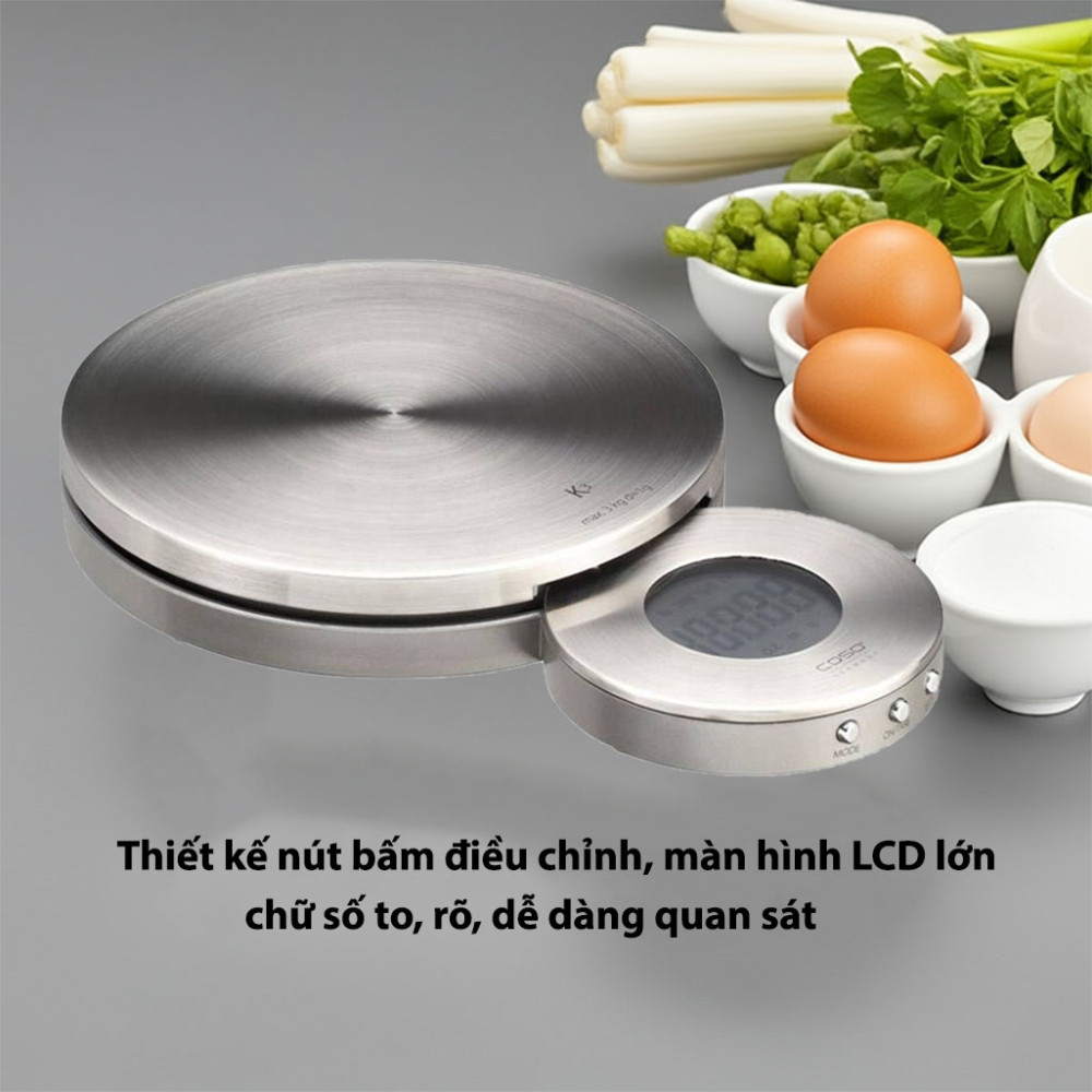 Cân điện tử Caso K3 3Kg bảng điều khiển đơn giản dễ sử dụng