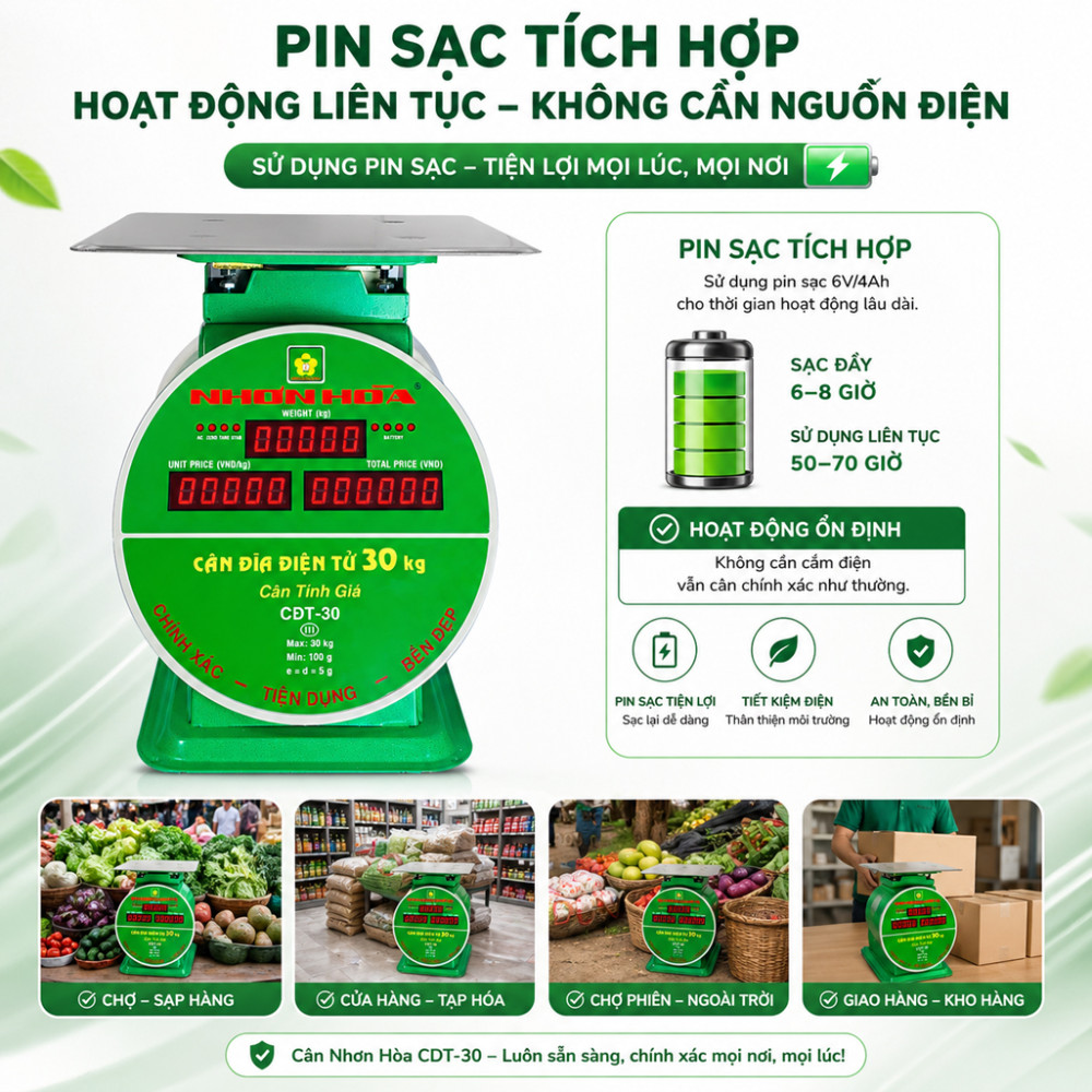 Cân bàn điện tử Nhơn Hòa 30kg CĐT-30 - Hàng chính hãng